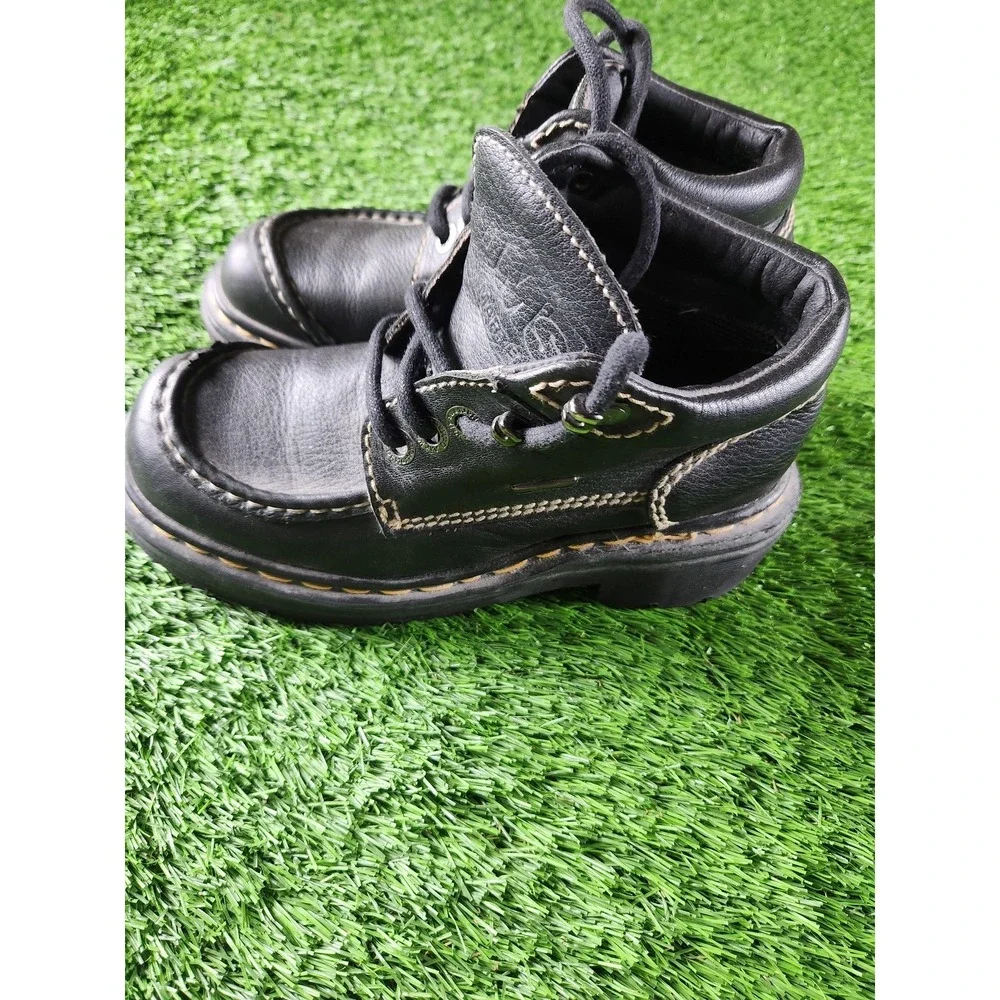Dr. Martens Boots Kids Size 4 Black Leather Combat Ankle Lace Up Casual‎